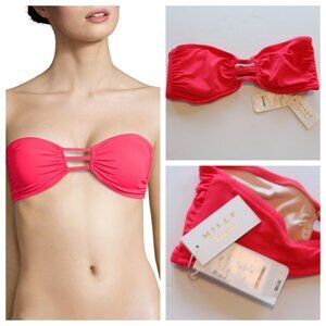 Milly Cabana Lanai Cutout Bandeau Swim Top Strapless Watermelon Red Small NWT